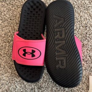 Under Armour Black and Pink Sandals